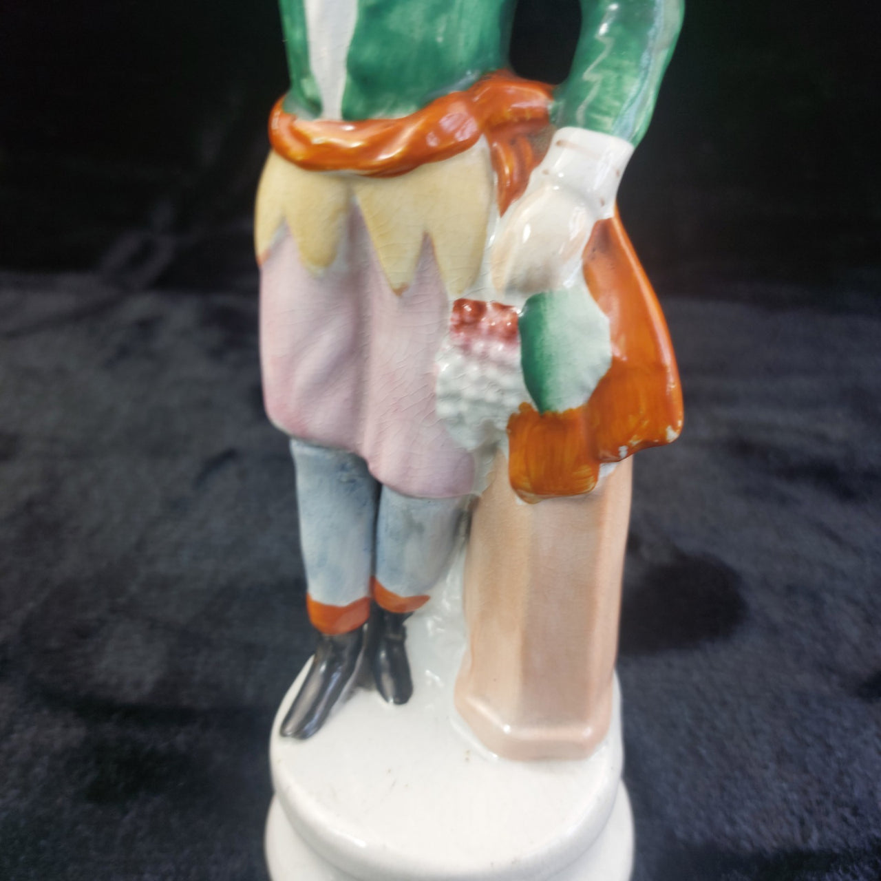 Staffordshire Man Figurine Holding Grapes Antique Porcelain 10" Statue decor.9