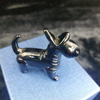 Thumbnail for Handmade Glossy Glass Black Dog Figurine Puppy Animal Art Good w/ Box 2