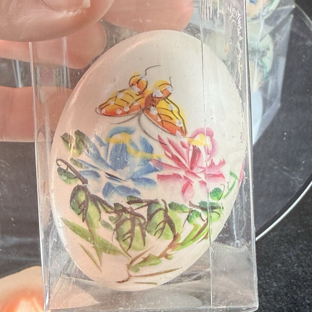Boxed Easter Hand Painted Real Egg Shell Ornaments  Chinese Bird Floral  Set of 7