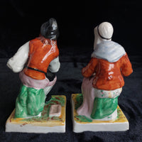 Thumbnail for Antique Staffordshire decor Figurines Seated Couple classic Pair 906g  see pics3