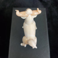 Thumbnail for Handmade Glass Ram Figurine Cream Horns Curled Animal Sculpture Good w/ Box   3