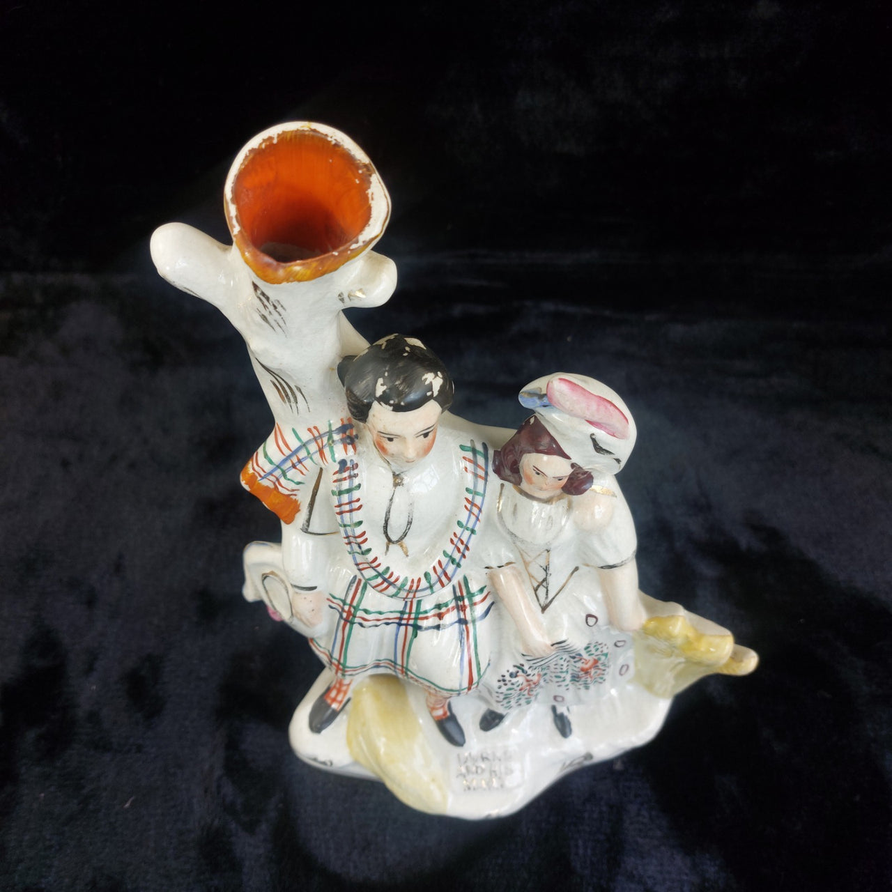 LARGE Victorian c1880 Staffordshire Spill Vase Robert Burns and His Mary White13