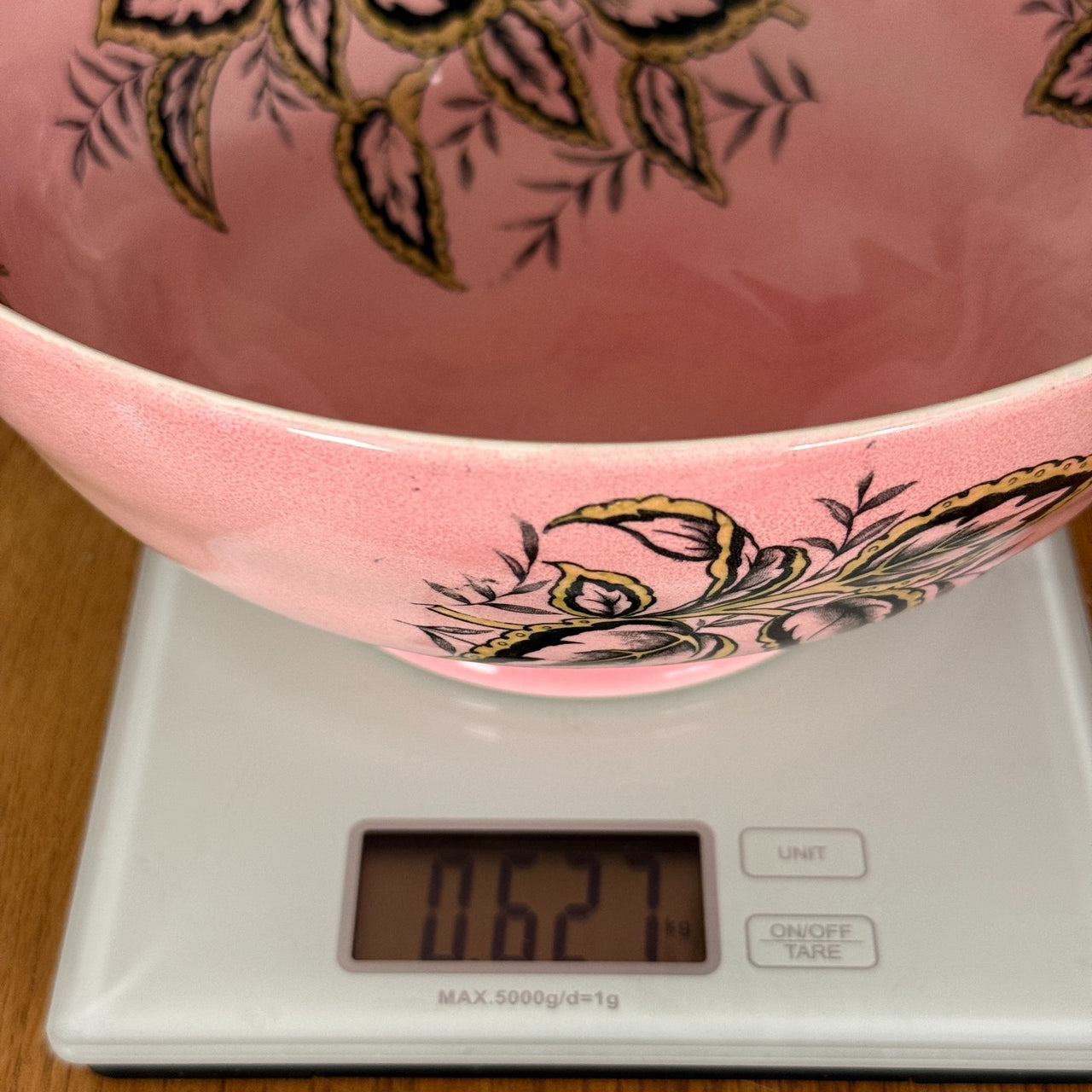 Maling Coleus Pink Footed Bowl 20cm Vintage Leaf Pattern England 1950s gift16