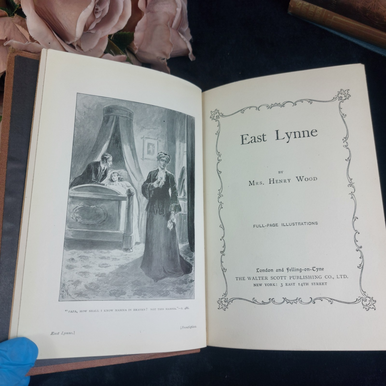 East Lynne Mrs Henry Wood antique book gift Cover Art Nouveau Illustrated 19097