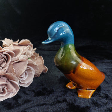 Art Pottery Duck Figurine Glazed CeramicColorful Vintage Decorative 7