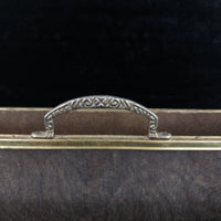 Thumbnail for Gold Brass Magazine Rack Tavern Scene Handle Wood Back  Vintage  3