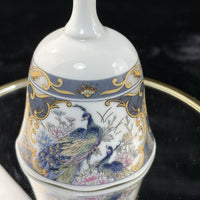 Thumbnail for Japanese Porcelain Peacock Bell – Gilded Floral Blue Gold Trim Vintage Japan1