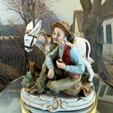 Rare Vintage Original Capodimonte Figurine: Old Man with Donkey see the pics0