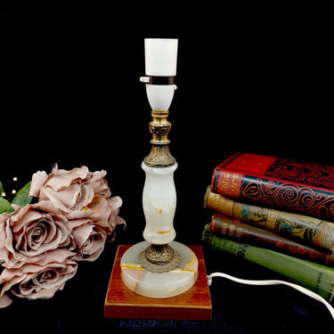 Vintage Onyx and Brass Table Lamp 13