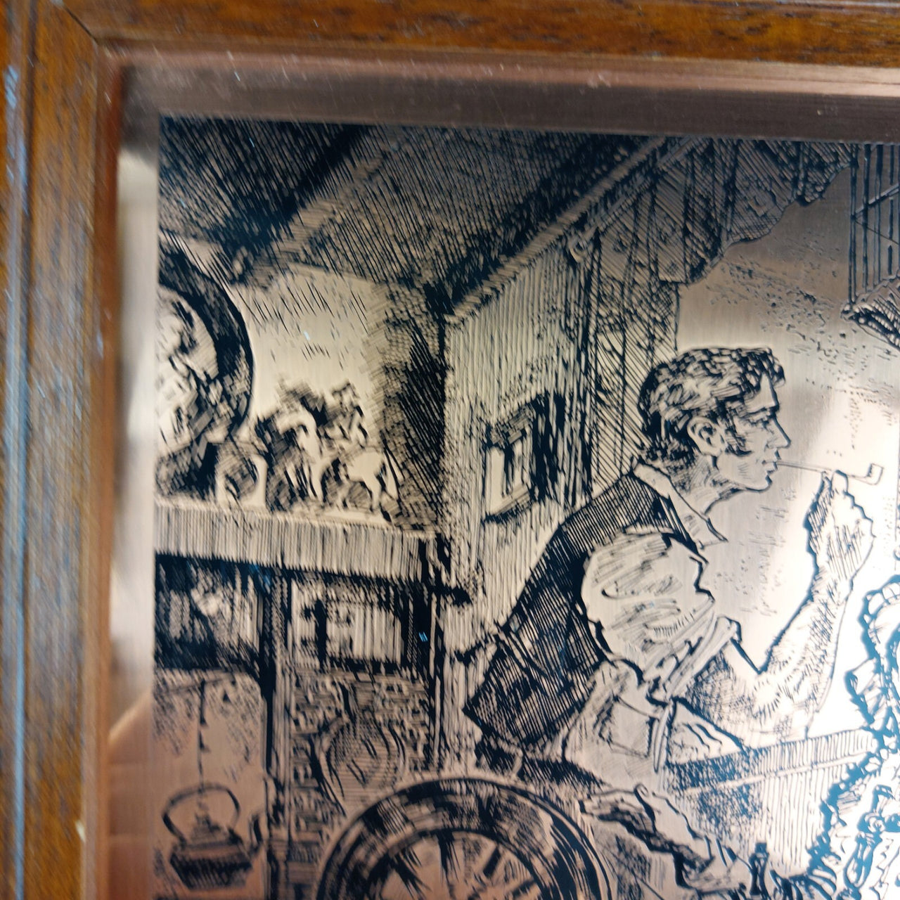 12"Copper Etching Print  Etchmaster Framed Art Original "Spinning"3