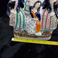 Thumbnail for Antique Victorian 1800s Staffordshire Flatback Figurine 3 Dancing Ladies 11