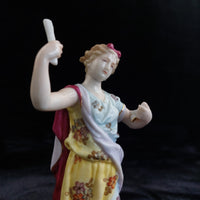 Thumbnail for Terpsichore Muse Figurine Lyre Scroll Floral Dress Antique German Porcelain 4