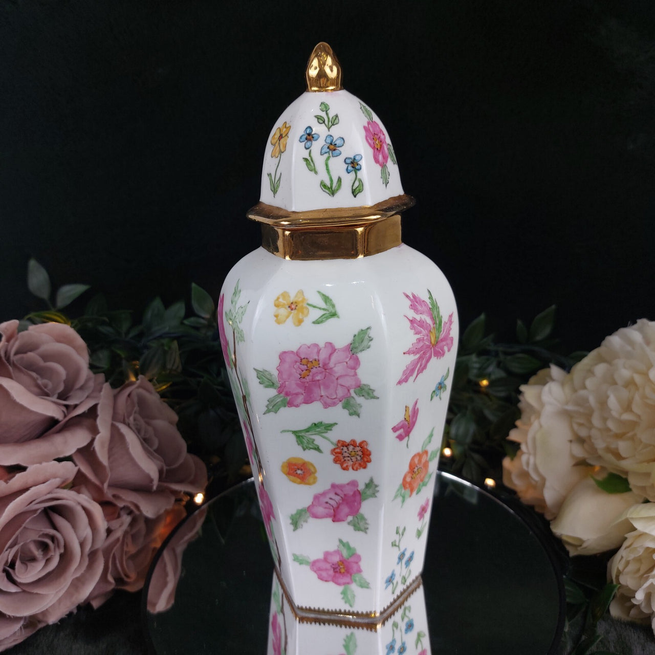 PalmerGinger Jar 1987 Ornoment Interior Deco 9.25" United Kingdom pink decor.16