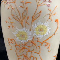 Thumbnail for Antique Vintage Hand Painted Milk Glass Vase Floral Enamel Tall 10” Art Deco Sty2