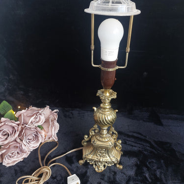 Stunning Brass French Table Lamp Ornate Rococo Base, Working, 18in Tall Heavy1