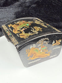 Thumbnail for Vintage Quality Japanese Style Black Lacquer Trinket Box with FoldUp Lid, Hand8