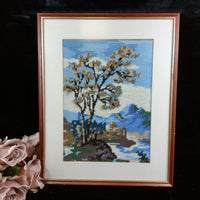 Thumbnail for Framed Needlepoint Art - Landscape, Mountain Vintage 13 x 16 Inch(41 x 33 cm)0