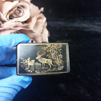Thumbnail for Black Lacquer Snuff Box Vintage – Gold Gilded Deer Scene,Russian  or  Japanese9