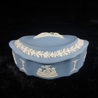 Thumbnail for Wedgwood Jasperware  Blue Oval   Elegant Vintage Collectible Trinket Box 12