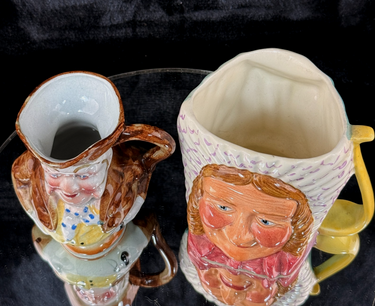 Fieldings Pickwick Ware Mrs Bardell & Character Jug England Hand Painted Pair de1