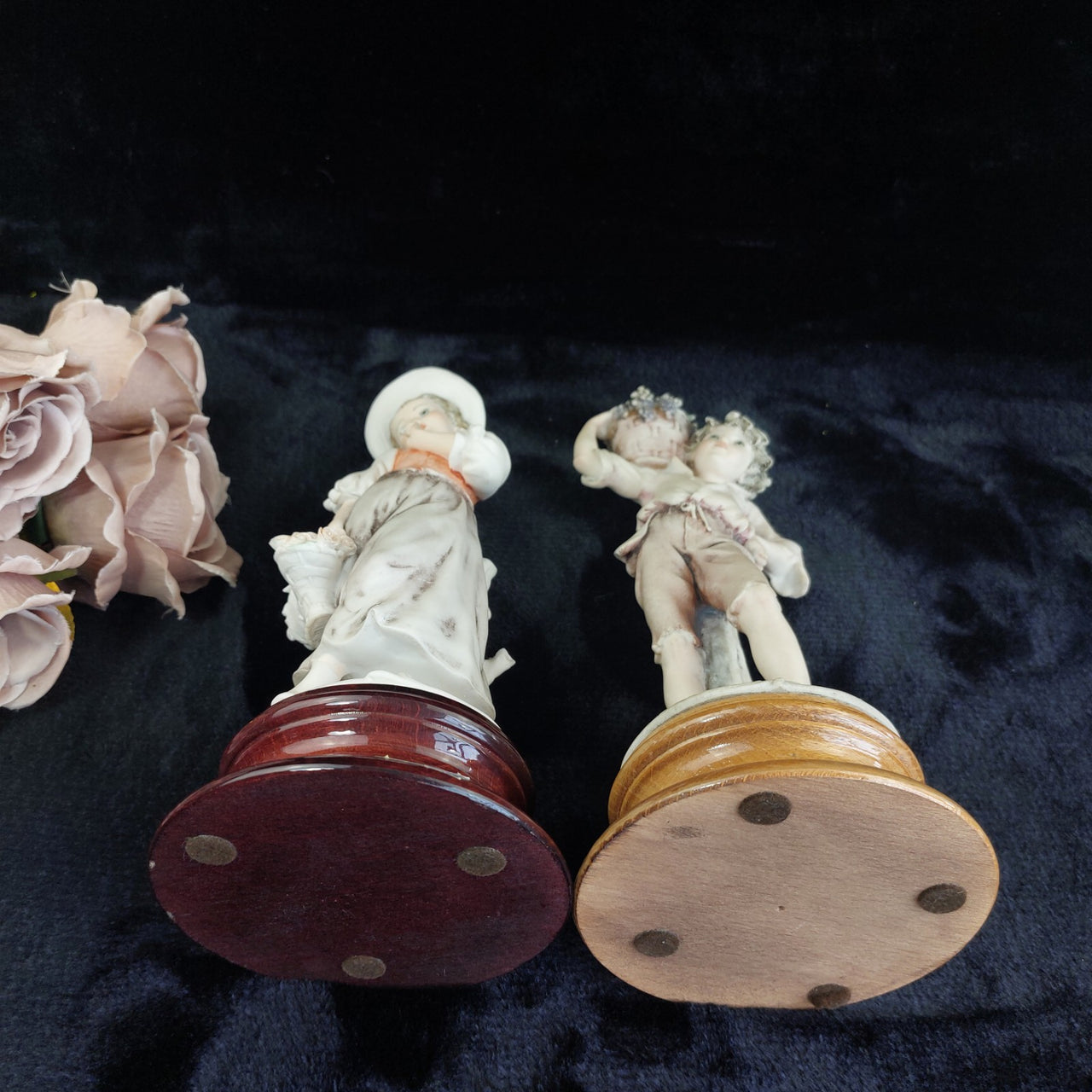 Capodimonte G Armani Boy & Girl Pair Figurines Signed  chipped Grapes   13
