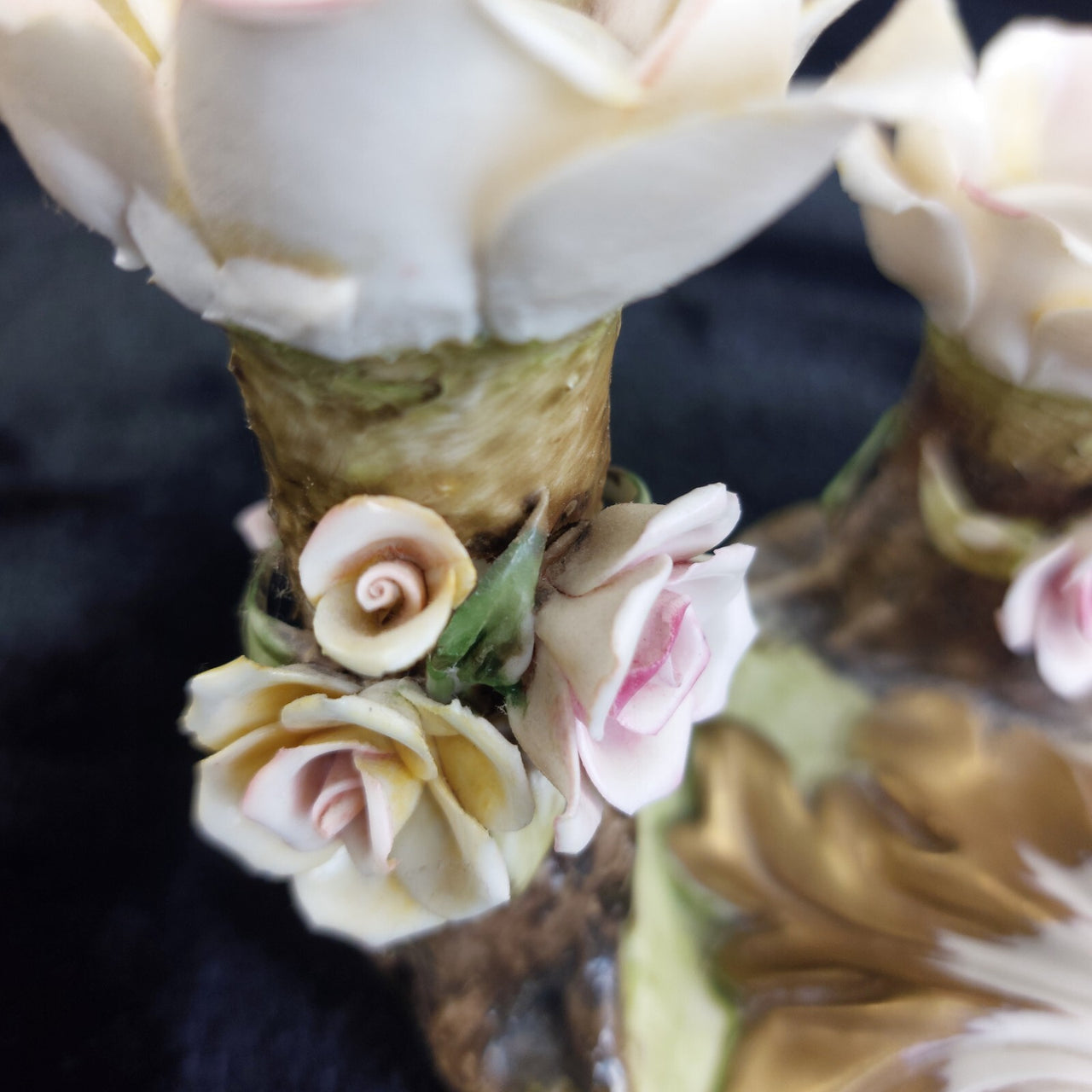 Beautiful Capodimonte gift decor Double Candle Holder 4.5in Porcelain see pics12