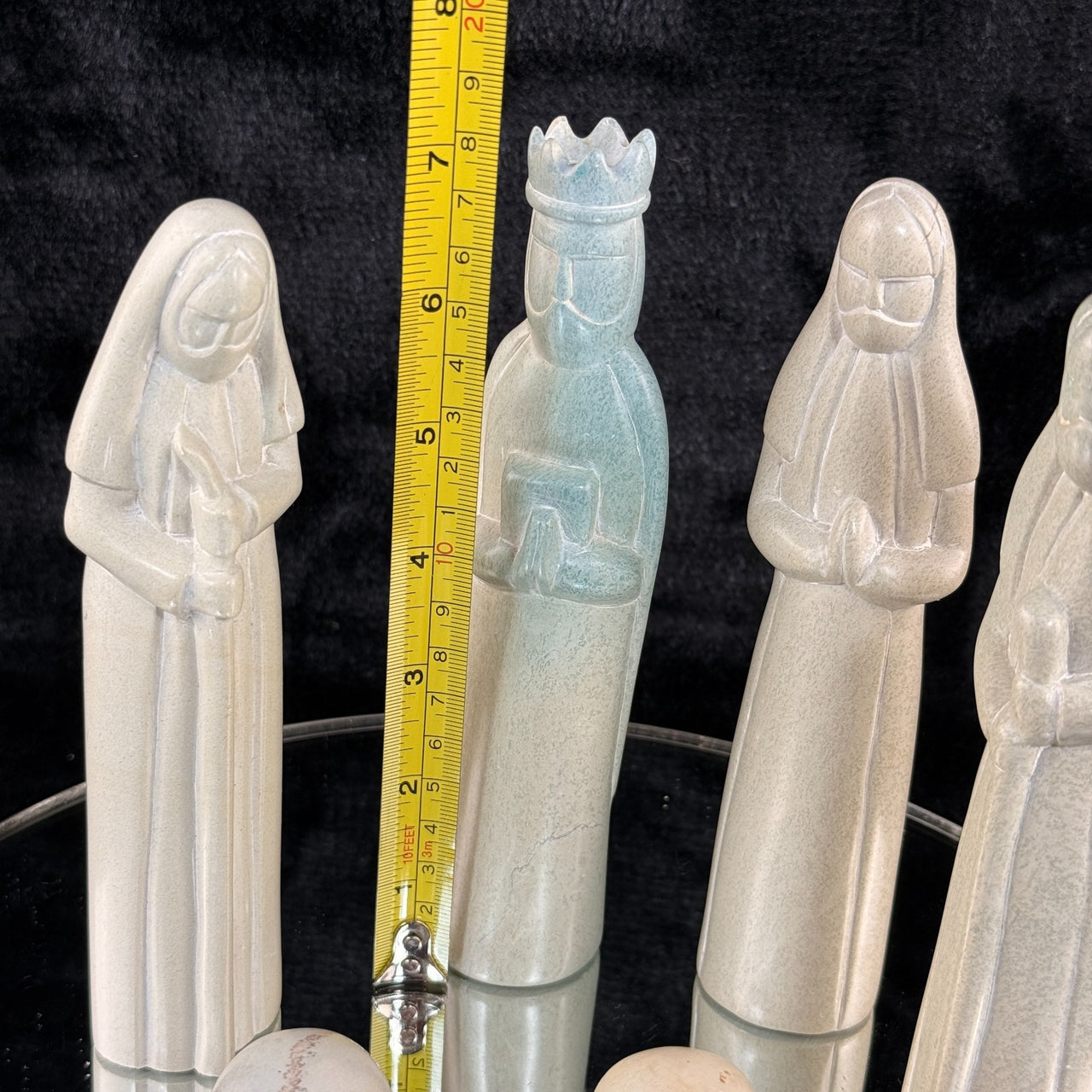 Modern Minimalist Stone Nativity Set of 6 HandCarved Figures Heavy no jesus bb2