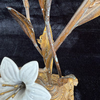 Thumbnail for Italian Style Bronzed Brass Floral Candlestick White Ceramic Flowers gift 40cm4