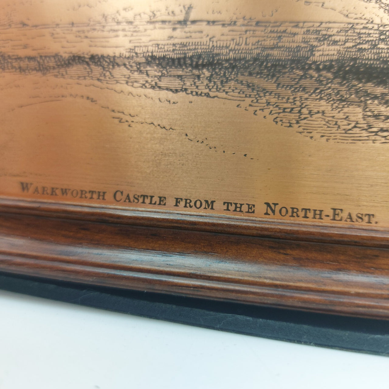 Rare Framed Copper Etching Warkworth Castle NorthEast View  Artwork  24x17.5 cm4