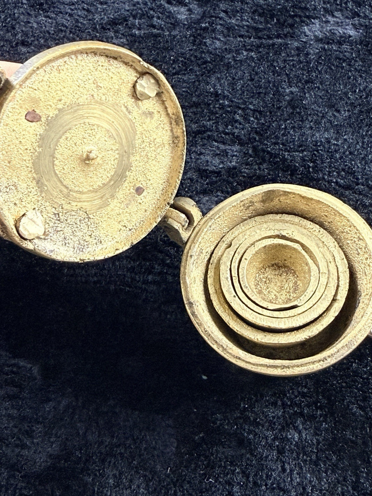 Antique Indian Brass Travel Nesting Cups with Lidded Case â 5 Pc Set 646g Scal18