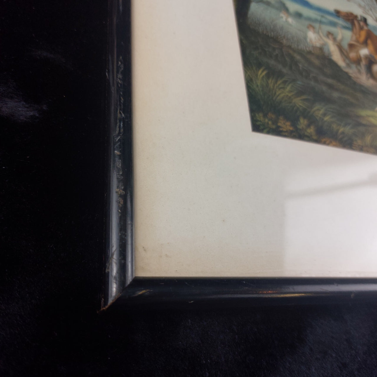 19th Century Antique Framed HandColoured Steel Engraving paint Fox Hunting decor7