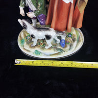 Thumbnail for Volkstedt Figurine Porcelain Woman Child Dog Crown N Mark 30cm/12in German 1489g17