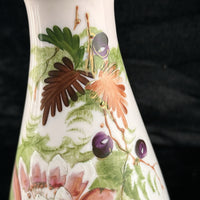 Thumbnail for Pink Bohemian Glass Antique Vase 10” Floral Enamel Victorian Art Nouveau decor5