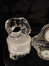 Thumbnail for Waterford Elegant Crystal Clock & Frosted Horse Figurine Desk Decor Set Clear de5