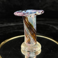 Thumbnail for Studio Glass Art Mini Vase Swirled Multicolor Pulled Rim Blown 3.5” ArtGlass6