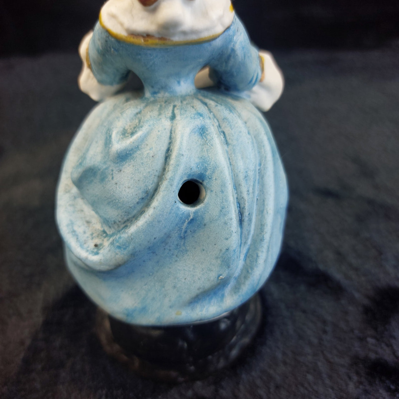 Antique victorian Porcelain Lady Figurine 5" Blue Dress Fan Flowers Germany deco5
