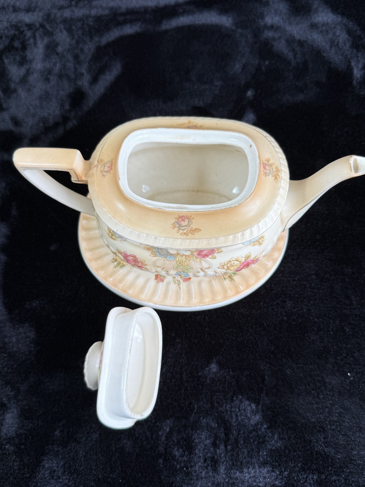 Beautiful Antique Crown Fieldings Devon Teapot with Stand - "Wye" Pattern Rare.6