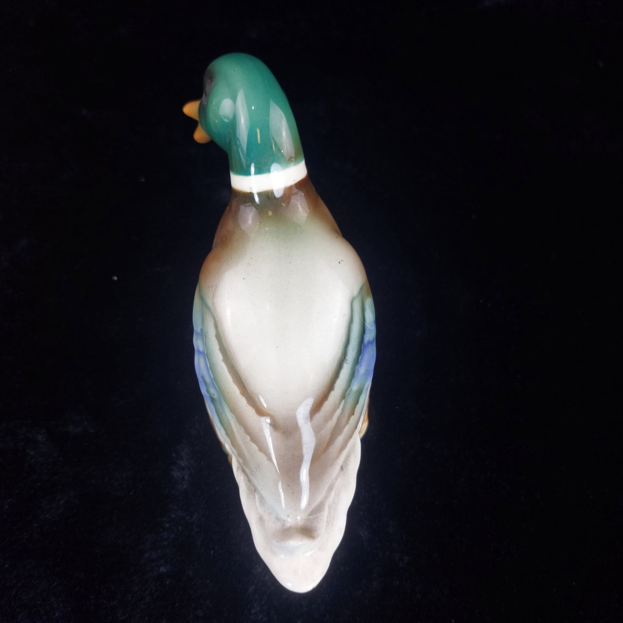 Vintage Porcelain Duck Good Figurine Mallard Green Head Glazed Ceramic Tall 5"3