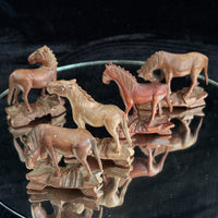 Thumbnail for Vintage Hand Carved Wooden Horse Figurines Set Lot of 5 Rustic Folk Art 3.5”6