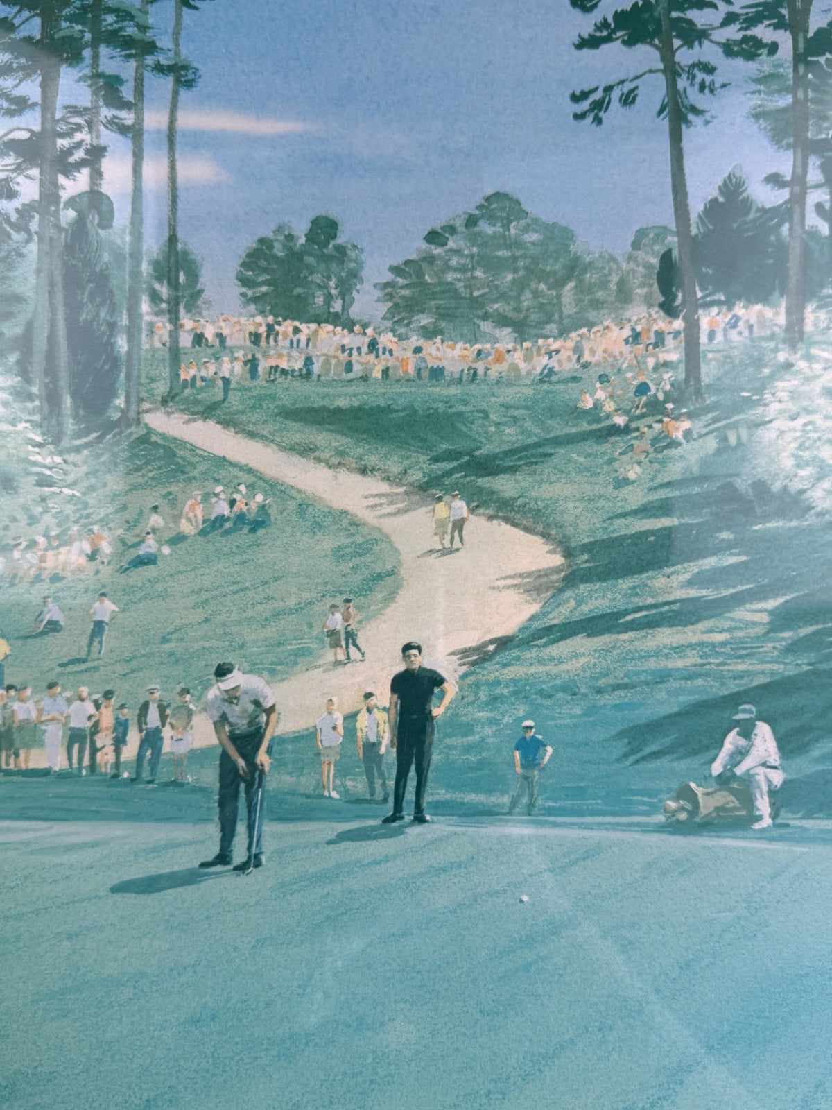 "Play on the 6th Green" Masters The 1968 Golf Print by Arthur Weaver 28" signed2