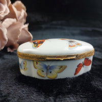 Thumbnail for Porcelaine de France Good Butterfly Trinket Box Oval Hinged 4