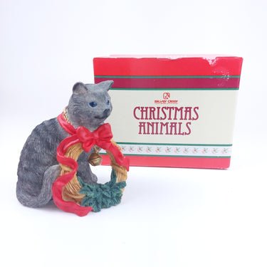 Tom Rubel Silver Deer Christmas Cat Figurine -Festive Collectible Holiday Decor1
