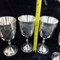 Thumbnail for Set 6 of Renaissance Style French Silver Wine Goblets EPNS Hallmark.12
