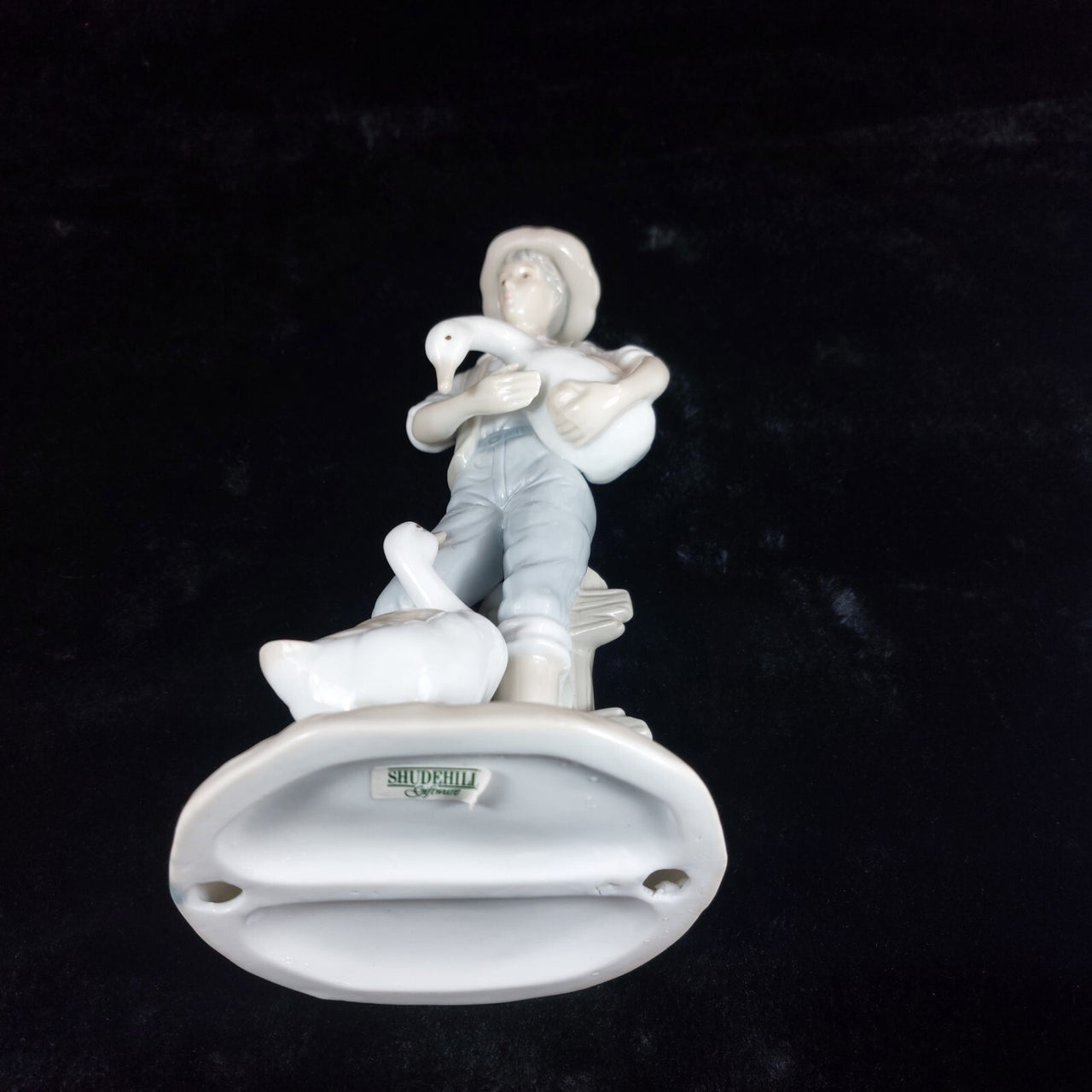 Rare Porcelain Boy Figurine with Geese, 9.25" Shudehill Giftware Farm Scene10
