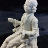 Thumbnail for Antique Figurine Bisque 4in Seated Man with Dog White Porcelain Worn & Damaged6