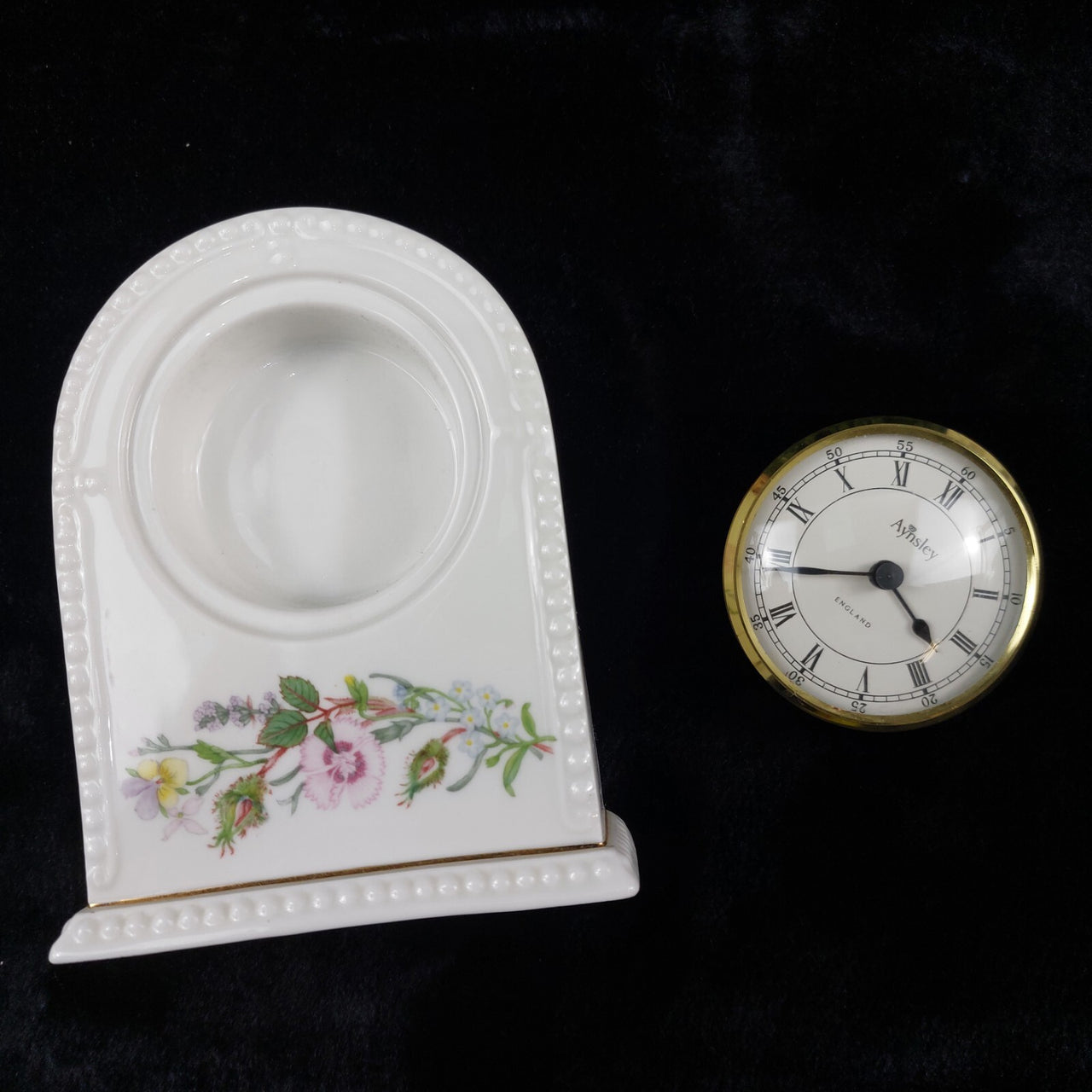 Aynsley Vintage "Wild Tudor" Fine Bone China Set - Clock, Vase & Ginger Jar Box12