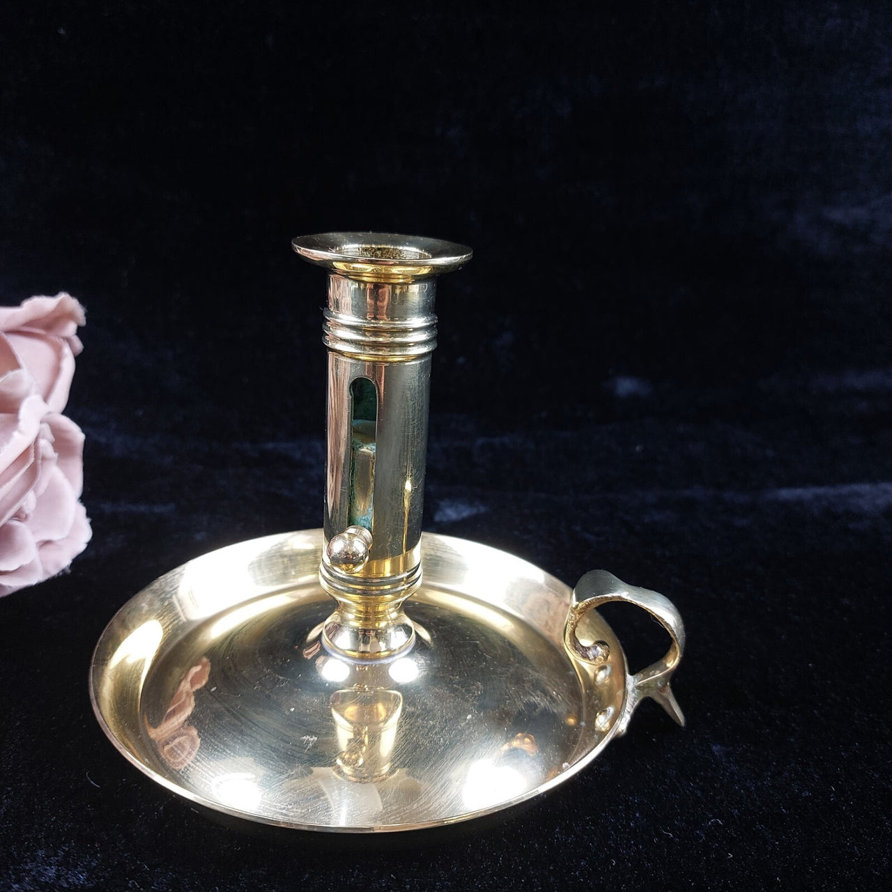 Brass Chamberstick Candle Holder Adjustable Push-Up Tone Gold Design Collectable3