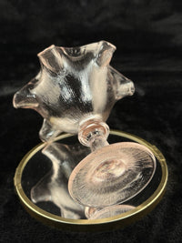 Thumbnail for French Pink Amber Glass Compote Bowl Ruffled Pedestal 6.5” Vintage Elegant6