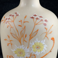 Thumbnail for Antique Vintage Hand Painted Milk Glass Vase Floral Enamel Tall 10” Art Deco Sty3