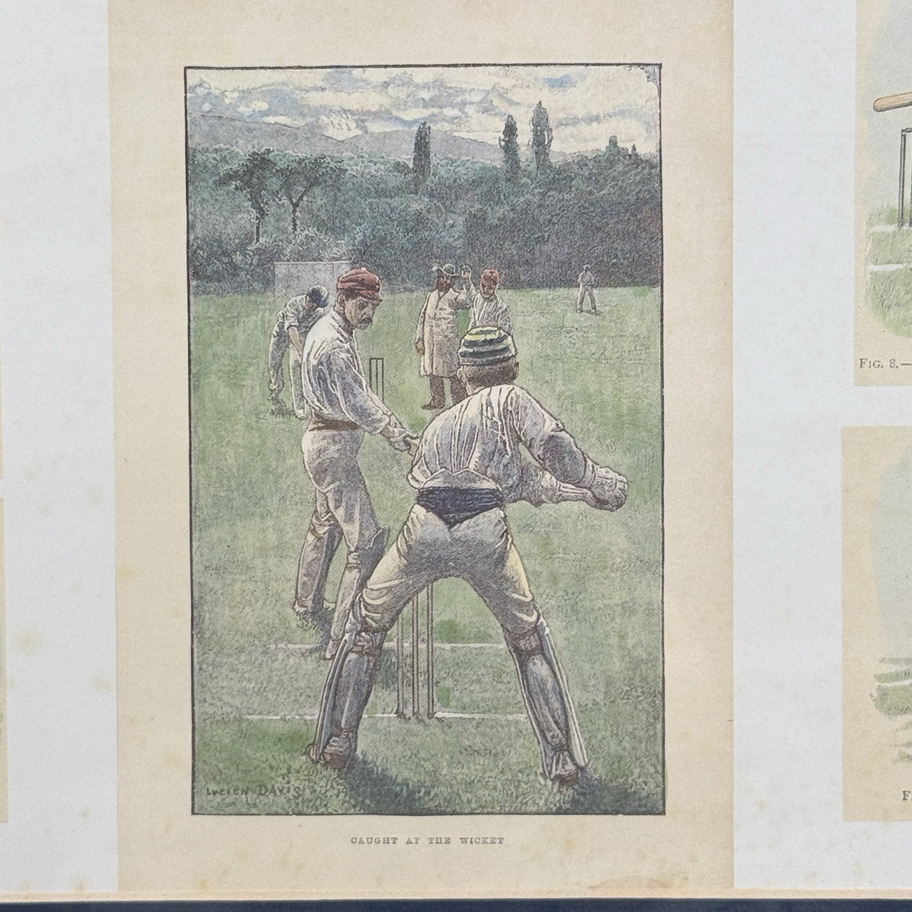 Lucien Caught Davis at Wicket Cricket Framed Print W.G. Grace Technique Scenes.2